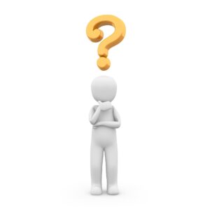 Animated person with gold question mark above their head